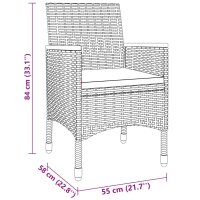 vidaXL 5-tlg. Garten-Essgruppe Poly Rattan Schwarz