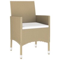 vidaXL 7-tlg. Garten-Essgruppe Poly Rattan und Hartglas Beige