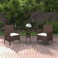 vidaXL 3-tlg. Garten-Essgruppe Poly Rattan Braun