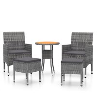 vidaXL 5-tlg. Garten-Lounge-Set Poly Rattan Grau