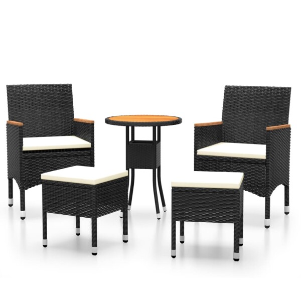 vidaXL 5-tlg. Garten-Lounge-Set Poly Rattan Schwarz