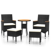 vidaXL 5-tlg. Garten-Lounge-Set Poly Rattan Schwarz