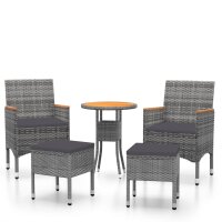 vidaXL 5-tlg. Garten-Lounge-Set Poly Rattan Grau