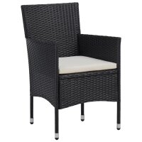 vidaXL 3-tlg. Garten-Essgruppe Poly Rattan Schwarz