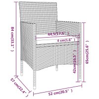 vidaXL 3-tlg. Garten-Essgruppe Poly Rattan Grau