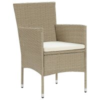 vidaXL 3-tlg. Garten-Essgruppe Poly Rattan Beige