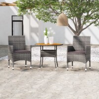 vidaXL 3-tlg. Garten-Essgruppe Poly Rattan Grau