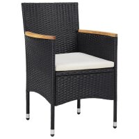 vidaXL 3-tlg. Garten-Essgruppe Poly Rattan Schwarz