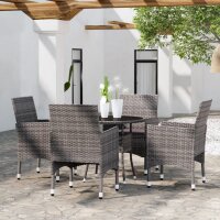 vidaXL 5-tlg. Garten-Essgruppe Poly Rattan Grau