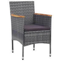 vidaXL 5-tlg. Garten-Essgruppe Poly Rattan Grau