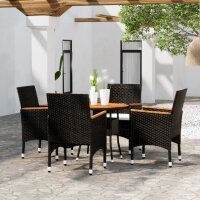 vidaXL 5-tlg. Garten-Essgruppe Poly Rattan Schwarz