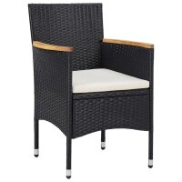 vidaXL 5-tlg. Garten-Essgruppe Poly Rattan Schwarz