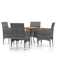 vidaXL 5-tlg. Garten-Essgruppe Poly Rattan Grau