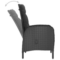 vidaXL 3-tlg. Garten-Essgruppe Poly Rattan und Glas Schwarz