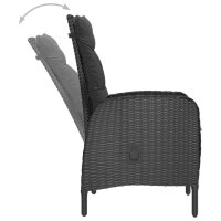 vidaXL 9-tlg. Garten-Essgruppe Poly Rattan und Glas Schwarz