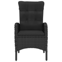 vidaXL 3-tlg. Bistro-Set Poly Rattan und Glas Schwarz