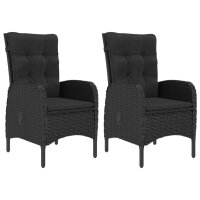 vidaXL 3-tlg. Bistro-Set Poly Rattan und Akazienholz Schwarz