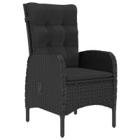 vidaXL 3-tlg. Bistro-Set Poly Rattan und Akazienholz Schwarz