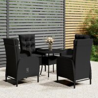 vidaXL 5-tlg. Garten-Bistro-Set Poly Rattan Schwarz