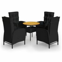 vidaXL 5-tlg. Garten-Bistro-Set Poly Rattan Schwarz