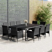 vidaXL 11-tlg. Garten-Essgruppe Poly Rattan Grau