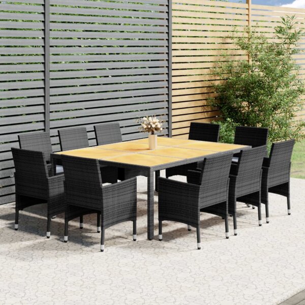 vidaXL 11-tlg. Garten-Essgruppe Poly Rattan Grau