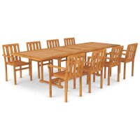 vidaXL 9-tlg. Garten-Essgruppe Teak Massivholz