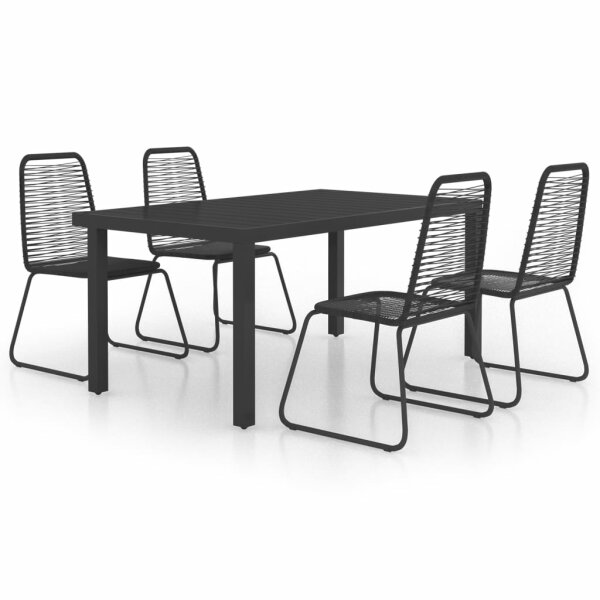 vidaXL 5-tlg. Garten-Essgruppe PVC Rattan Schwarz