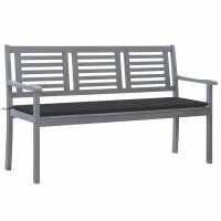 WOWONA 3-Sitzer-Gartenbank mit Auflage 150 cm Grau...