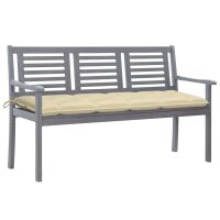 WOWONA 3-Sitzer-Gartenbank mit Auflage 150 cm Grau...