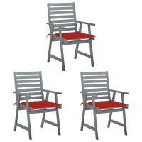 vidaXL Garten-Essstühle mit Kissen 3 Stk. Massivholz...