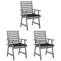 vidaXL Garten-Essstühle mit Kissen 3 Stk. Massivholz...