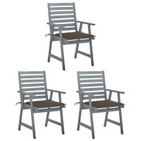 vidaXL Garten-Essstühle mit Kissen 3 Stk. Massivholz...