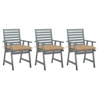 vidaXL Garten-Essstühle mit Kissen 3 Stk. Massivholz...
