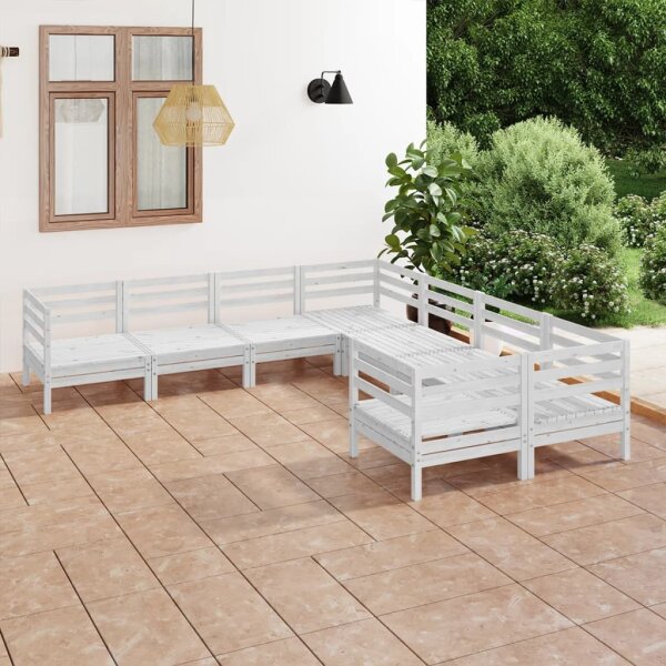 vidaXL 8-tlg. Garten-Lounge-Set Massivholz Kiefer Wei&szlig;