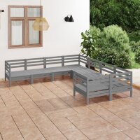 vidaXL 8-tlg. Garten-Lounge-Set Massivholz Kiefer Grau