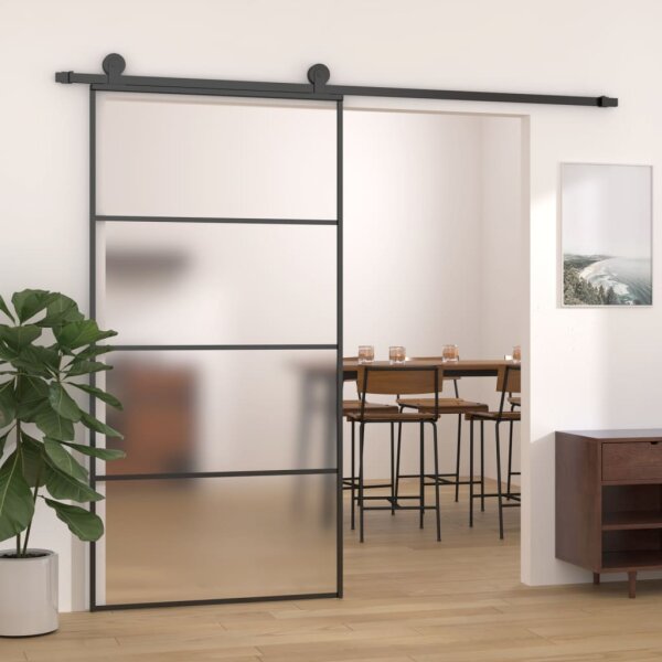 vidaXL Schiebet&uuml;r ESG Glas und Aluminium mattiert 102,5x205 cm Schwarz