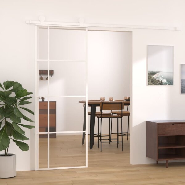 vidaXL Schiebet&uuml;r ESG-Glas und Aluminium 76x205 cm Wei&szlig;