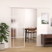 vidaXL Schiebetür ESG-Mattglas und Aluminium 76x205...