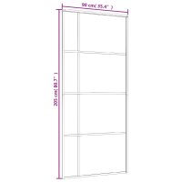 vidaXL Schiebetür ESG-Glas und Aluminium 90x205 cm Weiß