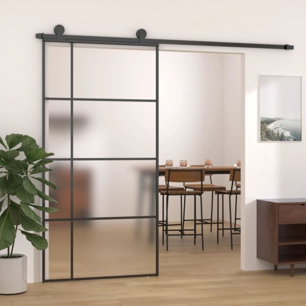 vidaXL Schiebet&uuml;r ESG Glas und Aluminium mattiert 102,5x205 cm Schwarz