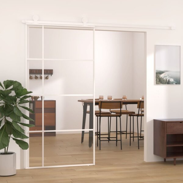 vidaXL Schiebet&uuml;r ESG Glas und Aluminium 102,5x205 cm Wei&szlig;