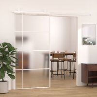 vidaXL Schiebet&uuml;r ESG Glas und Aluminium mattiert 102,5x205 cm Wei&szlig;