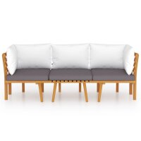 vidaXL 3-tlg. Garten-Lounge-Set mit Kissen Massivholz Akazie