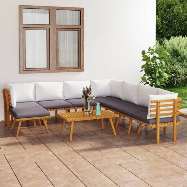 vidaXL 9-tlg. Garten-Lounge-Set mit Kissen Massivholz Akazie