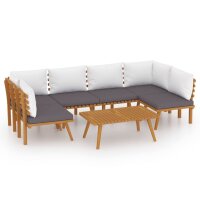 vidaXL 7-tlg. Garten-Lounge-Set mit Kissen Massivholz Akazie