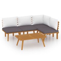 vidaXL 5-tlg. Garten-Lounge-Set mit Kissen Massivholz Akazie