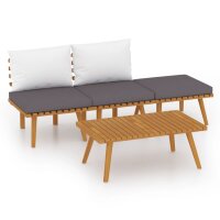 vidaXL 4-tlg. Garten-Lounge-Set mit Kissen Massivholz Akazie