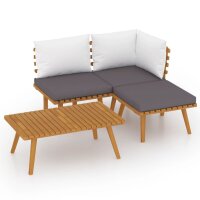 vidaXL 4-tlg. Garten-Lounge-Set mit Kissen Massivholz Akazie