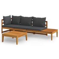 vidaXL 3-tlg. Garten-Lounge-Set mit Dunkelgrauen Kissen Massivholz Akazie